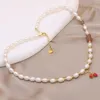 Chains Natural Irregular Rice Shape Pearl Necklace Cultured Freshwater White Baroque Beads For Jewelry Women Gift Party