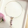 Choker zoete paarse parel vlinderbloem bloemen zirkon kwastje ketting persoonlijkheid mode sleutelbeen ketting bruiloft sieraden verjaardagscadeau