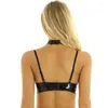 Bras Exposed Breasts Nipples Sexy Women's Bra Lingerie Fashion Faux Leather Adjustable Wire-free Open Cup Shelf Black XXXL