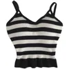 여성용 탱크 Camis knitted camis for Women Stripes 크롭 탑 브라 스파게티 스트랩 카미솔 여성 탱크 드롭프 230320