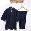 Męska odzież snu japońskie szaty Kimono piżamy piżamowe kobiety mężczyźni sos w kieszeni 2pcs/zestaw szlafrokowy swobodny twórczość 230320