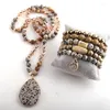 Halskette Ohrringe Set MD Mode Halbedelstein Perlen Schmuck Für Anhänger Und Armband Sets Frauen Schmuck