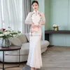 Etnische kleding 2023 Chinese stijl Vintage Borduurwerk Verbeterde Qipao Stitching Design Elegant Sexy Dress Party Wedding Cheongsam Women