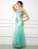 Vestidos de festa 2023 Longo Prom Bling Beads Vestido de noiva Mint Maid Honor