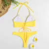 Bikinis set Trikini Sexy Cheap Thong Bikinis 2023 Women Triangle Padded Swimsuit Solid Brazilian Swimwear Female Bathing Suit Beachwear P230316