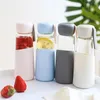 Water Bottles 400 ML Glass Water Bottle Healthy Coffee Cup Leak Proof Drinking Portable Drinkware with Silicone Cover for Student Lovers 230320