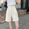 Camisetas de mujeres al estilo coreano de mujeres pantalones de cinco puntos de cinco puntos Shorts sueltos con cintura alta