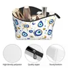 Cosmetic Bags Cute Blue And Gold Evil Eye Travel Toiletry Bag Women Hamsa Nazar Amulet Boho Makeup Organizer Beauty Storage Dopp Kit