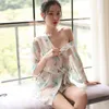 Women's Sleepwear Sexy Erotic Lingerie Wedding Dressing Gown Women Short Chiffon Bride Robe Kimono Bathrobe Summer Bridesmaid Nightwea