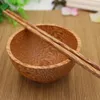 Skålar naturlig kokosnöt trä tjock värmebeständig ekvänlig barn ris med skedhackpinnar hem/restaurang bordsartiklar