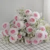 Fleurs décoratives Simulation Roses Bouquet Soie Faux Fleur Centre Commercial Décor Saint Valentin Cadeau Artificielle Rouge Blanc Rose De Mariage