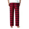 Vêtements de nuit pour hommes Pantalon de pyjama à carreaux rouge noir Hommes Se prélasser Maison décontractée PJs Sommeil Bas Hommes Flanelle Coton Cordon Bouton Fly Vêtements de nuit 230320