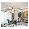 Lampade a ciondolo lampadario moderno sospeso per sala da pranzo Rec di cucina isola cristallo/oro a led decorazione per casa goccia di luce Deli dhc0h