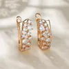 Hoop Earrings Dainty Hollow Small Round Stone White Zircon Crystal Trendy Gold Color Wedding For Women Jewelry