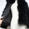 Women's Fur & Faux Winter Women Ostrich Hooded Jacket Fashion Sexy Coats Genuine Turkey Feather Black Coat Short Natural