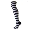 Femmes chaussettes CUHAKCI mignon rayure imprimé chaussette sur le genou longue cuisse rayé coton grande taille sur le genou filles