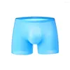 Caleçons hommes sous-vêtements boxeurs doux sans couture glace soie Boxershorts été ultra-mince respirant élastique solide culotte mâle