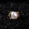 Cluster Rings Retro Thai Silver Jewelry Processing Custom Pearl Ring Natural Shaped Beads S925 Sterling Female Open Ended