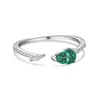 Luxe 925 Sterling Silver 5a Zirconia Wed Ring Jewelry Designer voor vrouw feest Blue Green Ovaal Diamond verlovingsringen vriend Geschenkdoos Maat opening verstelbaar