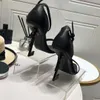 Sylity Opyum Pumps High Heel Sandals女性セクシーなファッション高級デザイナーメタルレタリングヒールパ​​テントレザーサマーパーティーウェディングサイズ34-41