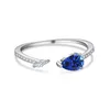 Luxury 925 Sterling Silver 5A Zirconia Wed Ring smyckesdesigner för kvinna Party Blue Green Oval Diamond Engagement Rings Friend Presentlåda Storlek Öppnande Justerbar