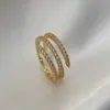 Bandringar flera lager ringar för kvinnor ny designer högklassig justerbar geometri linje ring för tonåring flicka mode smycken hög kvalitet G230317