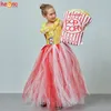 Girl S Dresses Circus Popcorn Carnival Birthday Party Wedding Flower paljett Bollklänning Kostym Kids Pop Corn Food Tulle 230317