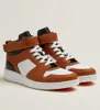 23S Italy Design Freestyle High-top Sneaker Shoes Women Orange rubber sole Comfort Skateboard Walking Epsom Heritage Goatskin Leather Trainers Shoe EU38-46