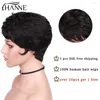 Human Hair Wigs Short Wet And Wavy Remy Wig Curly Pixie Cut With Bangs Black Brazilian None Lace