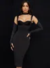 Casual Dresses Mesh Verbandkleid 2023 Frauen Sexy Lila Langarm Bodycon Herbst Winter Damen Elegante Midi Weihnachtsfeier