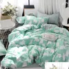 Ensembles de literie Blanc Bleu Fleur Ensemble Lapin Univers Motif Drap de lit Dessin animé Couette ER Couette FL Twin Queen King Size Drop Livraison Ho Dhinf