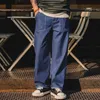 بنطلون جينز للرجال Maden Flap Pocket Mens Vintage Vintage Vonts Strain Fit Streetwear Classic Pattern Size 28 to 36 230320