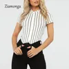 Kvinnors jumpsuits ziamonga 2023 zip front randig bodysuit kvinnor sommar kort kropp kostym shorts playsuit rompers för