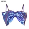 Serbatoi da donna Xiktop PU Crop Top Gilet Sex Bow Bustier Festival Outfit Estetico 2023 Estate Backless Top Bralette Vestiti senza spalline