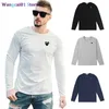 wangcai01 DIY T-Shirt PLAY Men Women Long-seved broidered Heart Cotton Spring Autumn O-neck Solid Color Loose Casual Coup T-shirt 0320H23