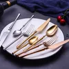 Dinnerware Sets 24pcs/lot Korean Food Portable Cutlery 304 Stainless Steel Table Fork Knife Spoon Dinner Set Gold Tableware 230320