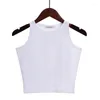 Débardeurs Femme Été Sexy Sans Manches Crop Top T-shirt Femme Taille Haute Halter Sans Bretelles Court Serré Basic Fit Tank Tees Camis