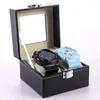 Jewelry Pouches Leather Watch Box Black Men's Storage Boxes Case With Window Women Gift Fashion Display Holder