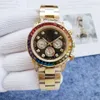 Mechanical Mens Rolx Luksusowe zegarki 116595 116598 Ruch automatyczny Men Diamond Rainbow Crystal Chronograph Prezent Prezent Diamentowy zegarek