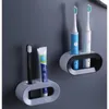 Badtillbehör Set Storage Mount Brush Holder Hook Kök Gadget Väggstativ Electric Base Space Saving No Drill Badrum Rack Black