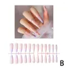 Faux Ongles 24 Pièces French NailsGradient Long Ballet Fake Design Pattern Wearable Brillant Strass Simple 20 Z6F5
