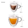 Wine Glasses Love Heart Water Cup Double Layer Glass Heat-Resistant Milk Coffee Mug Creative Juice Drinking Large With Handle