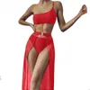 Ensemble de bikinis Spicy Girl's Sexy Une Épaule Bikini Cover Up Set 3 PCS P230316