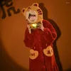 女性用の眠った女性のためのタイガーパジャマカワイイ服冬のぬいぐるみのぬいぐるみナイトガウンラウンジウェアバスローブ女性ピジャマ