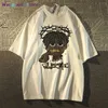 Футболка Wangcai01 DIY American Sty Retro Hiphop Pixel Cartoon Short Shirt для мужчин и женщин INS Summer Loose High Street Coup Top Y2K 0320H23