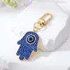 Evil Eye Hamsa Hand Keychain Key Ring For Women Men Hollow Fatima Hand Blue Eye Bag Car Key Accessories