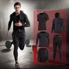 Utomhus T-shirts sportkläder Gym Fitness Tracksuit Men's Running Set Compression Basketball Underwear Tights Jogging Sports Duits Clothes Dry Fit 230317