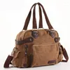 Duffel Bags Solid Color Black Khaki Casual Vintage Multifunction Trunk Canvas Crossbody Travel Bag Shoulder Messenger Handbag