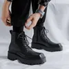 Laarzen Italiaans merk Designer Platform Boots For Men Fashion Square schoenen Cowboy Echte lederen boot knappe motorfiets Botas Man 230320