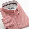 Mäns casual skjortor 5xl 6xl 7xl 8xl 9xl 10xl bomull Oxford randig långärmad skjorta Spring Classic Brand Men's Casual Shirt Grey Blue Red 230320